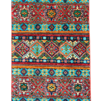 SHAWL – Hand-Knotted Afghan Rug Featuring Traditional Craftsmanship