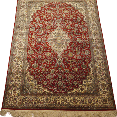 LUXURY ISPHAN SILK ON SILK HAND-KNOTTED RUG TRADITIONAL MASTERPIECE