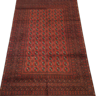 TRADITIONAL RED AFGHAN HAND-KNOTTED RUG