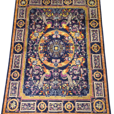 TRANSITIONAL PEACOCK DESIGN HAND-KNOTTED RUG